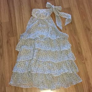 LoveRocks floral ruffle side neck tie top